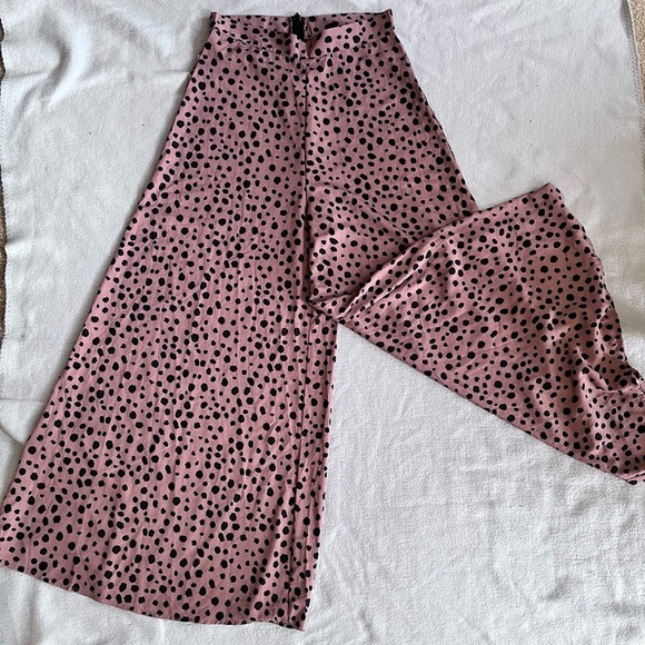 SHEIN VCAY Speckled Print High-Rise Wide Leg Pants Sz L (12-14) - Picture 4 of 5